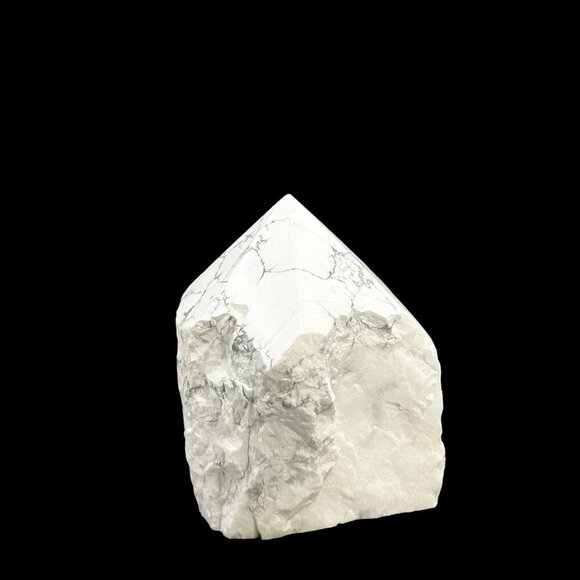 White Howlite Crystal, Generator Point, Rough Base, Polished Point, White Stone - Picture 3 of 10
